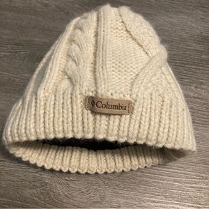 Columbia cream youth knit beanie winter hat
